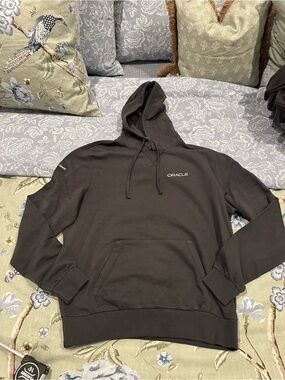 Oracle Men's Medium Grey Hooded Pullover Sweatshirt